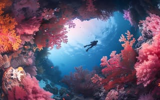 Картинка подводный мир, кораллы, дайвинг, океан, цвета, морская жизнь, пейзаж