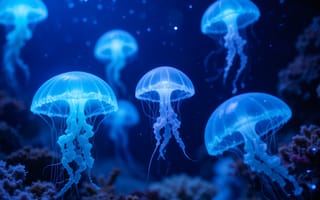 Картинка медузы, океан, глубина, свет, подводный мир, красота, природа, синий, жизнь, воды