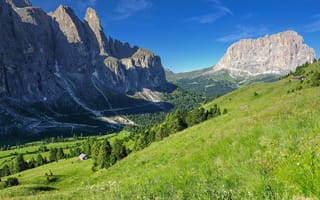 Картинка горы, природа, пейзаж, долина, зелень, небо, лето