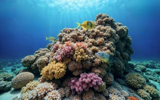 Картинка кораллы, океан, рыбы, подводный мир, природа, морская жизнь, глубина
