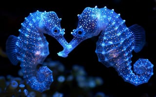 Картинка морские коньки, океан, любовь, свет, глубина, природа, красота