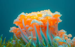 Картинка грибы, подводный мир, светящиеся, природа, фото, обои, красота