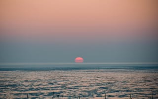 Картинка закат, море, пейзаж, природа, гладь воды, небо, спокойствие