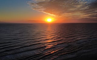 Картинка закат, море, пейзаж, природа, океан, небо, волны