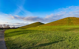 Картинка пейзаж, природа, холмы, небо, зелень, отдых, открытое пространство
