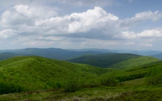 Картинка природа, горы, пейзаж, зелень, облака, весна, ландшафт