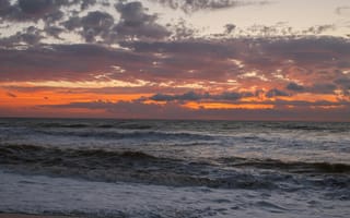 Картинка море, закат, пейзаж, облака, природа, океан, вода
