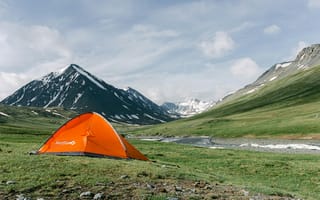 Картинка кемпинг, горы, палатка, природа, пейзаж, отдых, туризм