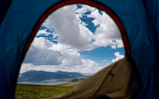 Картинка пейзаж, кемпинг, небо, горы, облака, природа, отдых