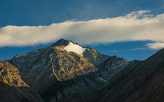 Картинка горы, природа, пейзаж, небо, снег, облака, скалы, высота, ландшафт