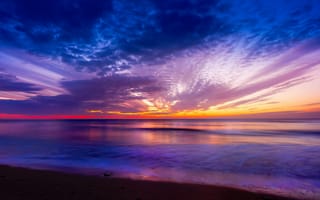 Картинка закат, море, небо, облака, пейзаж, природа, цвета