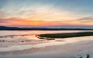 Картинка закат, река, природа, пейзаж, небо, отражение, водоем