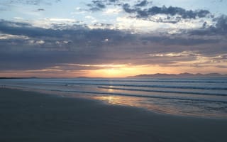 Картинка закат, море, пляж, облака, природа, пейзаж, спокойствие