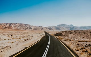 Картинка дорога, пейзаж, пустыня, небо, горы, природа, путешествие