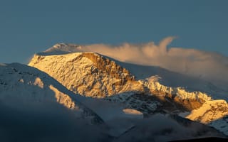 Картинка горы, природа, пейзаж, снег, облака, закат, восход