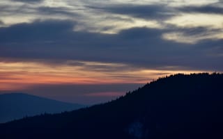 Картинка горы, закат, природа, пейзаж, небо, облака, тишина