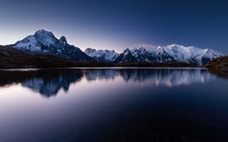 Картинка горы, озеро, природа, закат, отражение, пейзаж, снег