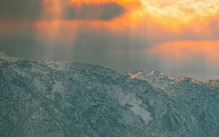 Картинка горы, облака, закат, природа, пейзаж, свет, зима