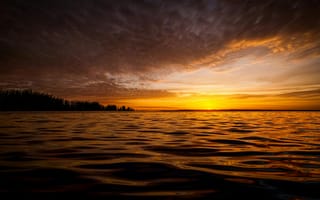Картинка закат, вода, природа, небо, пейзаж, отражение, мир