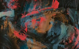 Картинка абстракция, живопись, цвет, арт, текстура, красный, синий, черный, модерн, дизайн