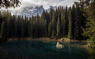 Картинка природа, горы, лес, озеро, пейзаж, спокойствие, вода