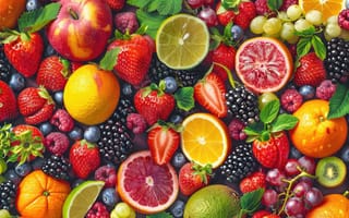 Картинка фрукты, ягоды, цвета, свежесть, лето, еда, натуральный