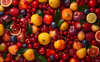 Картинка фрукты, ягоды, цвета, натюрморт, освежающий, лето, плодородие