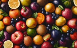 Картинка фрукты, яблоки, ягоды, цитрусовые, плодовые, разнообразие, цвета