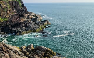 Картинка море, скалы, пейзаж, природа, воды, отдых, лето