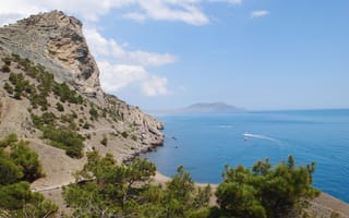 Картинка море, пейзаж, горы, небо, природа, отдых, пейзажный