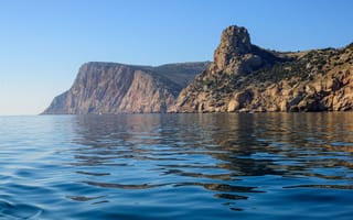 Картинка море, скалы, пейзаж, природа, горы, отдых, солнце
