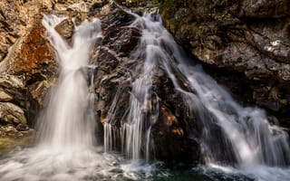 Картинка водопад, природа, камни, поток, вода, ландшафт, лес