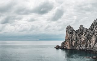 Картинка море, скалы, облака, пейзаж, природа, спокойствие, водная гладь