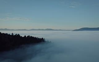 Картинка туман, горы, природа, пейзаж, небо, лес, облака