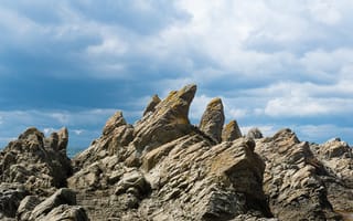 Картинка скалы, природа, небо, пейзаж, камни, морской, облака
