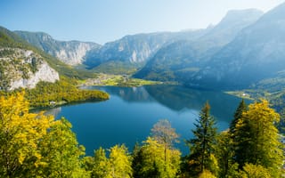 Картинка природа, горы, озеро, осень, пейзаж, деревья, отражение