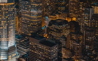 Картинка город, ночь, небоскребы, освещение, архитектура, пейзаж, урбанистика