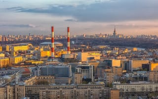 Картинка город, пейзаж, Москва, архитектура, небо, здания, облака