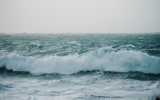 Картинка океан, волны, природа, море, пейзаж, шторм, вода, гладь, небо, синий