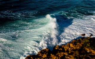 Картинка океан, волны, природа, пейзаж, скалы, море, синий