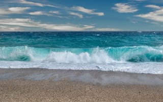 Картинка море, пляж, волны, пейзаж, небо, отдых, природа
