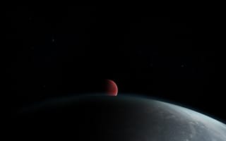 Картинка космос, планета, луна, звезды, галактика, темнота, космический пейзаж