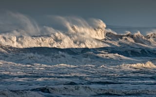 Картинка океан, волны, природа, море, пейзаж, вода, горы