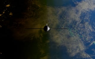 Картинка космос, Земля, космический корабль, галактика, небо, астрономия, пейзаж