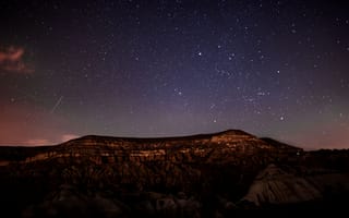 Картинка ночное небо, звезды, горы, пейзаж, космос, астрономия, природа