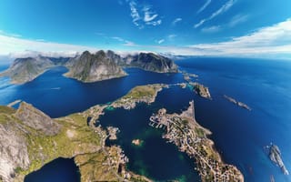 Картинка природа, пейзаж, горы, море, острова, небо, водоемы