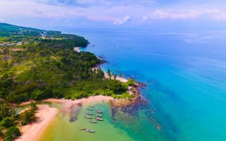 Картинка пляж, море, природа, корабли, пейзаж, остров, небо