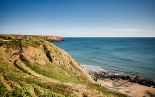 Картинка берег, море, скалы, пейзаж, природа, пляж, горы