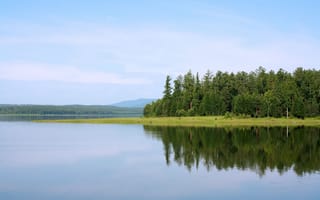 Картинка озеро, лес, природа, отражение, пейзаж, небо, спокойствие