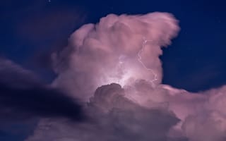 Картинка облака, гром, молния, небо, пейзаж, ночь, природа